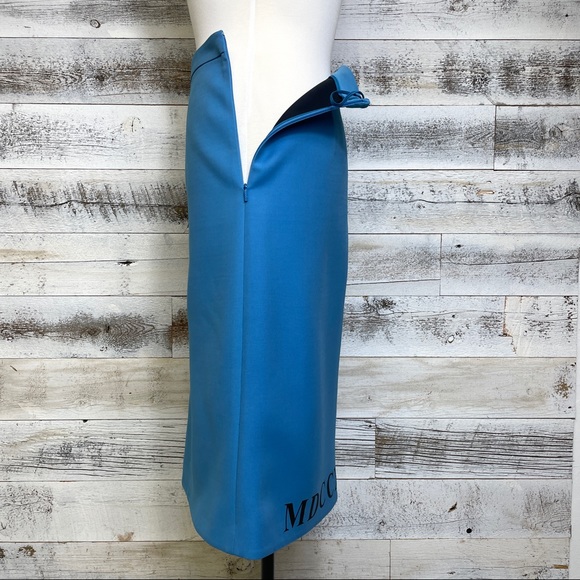 GUCCI Blue Wool Roman Numeral Skirt Size 40 4 610297 Midi Runway Lined Rare Chic - Picture 12 of 16
